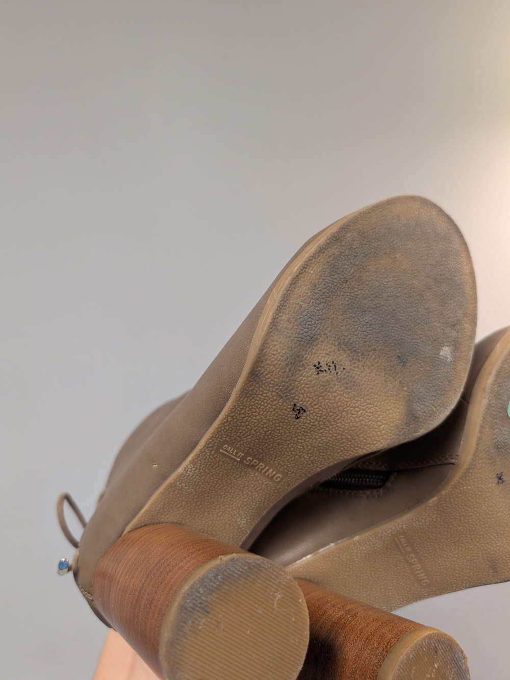 Call It Spring Taupe Lace-Up Rounded Ankle Booties 8 - Picture 4 of 5